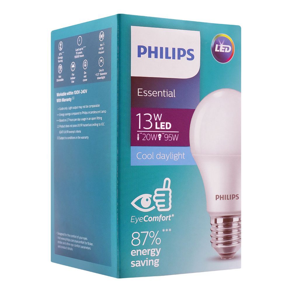 liner prefer Underline Philips Essential LED Bulb, 13W, E27 Cap, Cool Daylight 6500K | Mufaddal  Trading Company